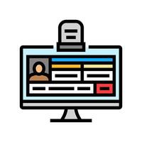 digital death record screen mortality color icon illustration vector