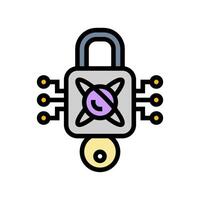 encryption lock quantum computer color icon illustration vector