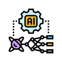 ai and computing merge quantum computer color icon illustration vector