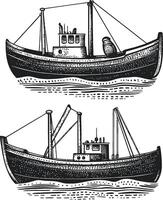 Vintage Boat Illustrations in Art Style for Creative Projects vector