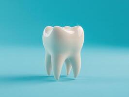 Large white tooth model against a bright turquoise background photo