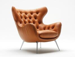 Stylish leather chair with modern design and elegant curves photo