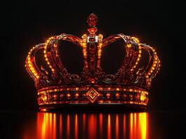 Exquisite crown with jewels illuminated against a dark background photo