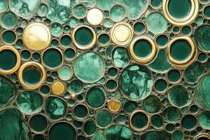 Colorful abstract design featuring green and gold circular patterns photo