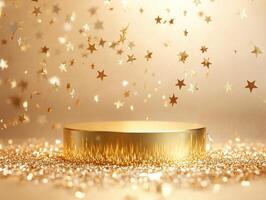 Glittering gold platform surrounded by sparkling stars at celebration photo
