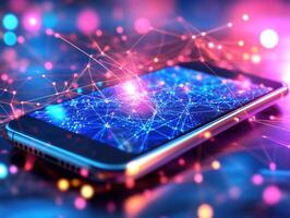 Colorful smartphone display shows vibrant network connections photo