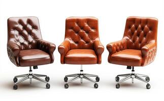 Elegant office chairs in various shades of brown for modern decor photo