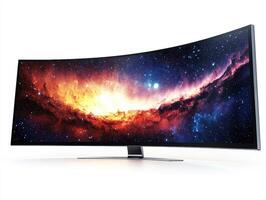 Stunning curved monitor displaying vibrant cosmic imagery photo