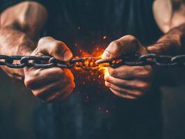 Strength and determination in breaking chains of oppression photo