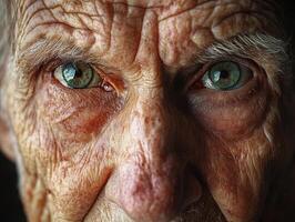 Expressions of wisdom in an elderly man's eyes during daylight photo