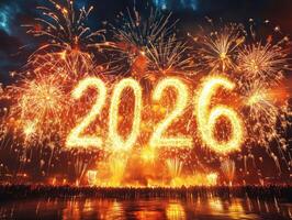 Spectacular fireworks display welcoming the New Year 2026 photo