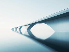 Reflective arch bridge over calm water at dawn photo