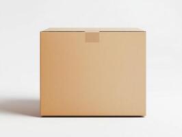 Simple brown box placed on a light background photo