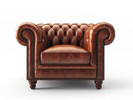 Classic leather armchair in a modern setting with elegant design photo