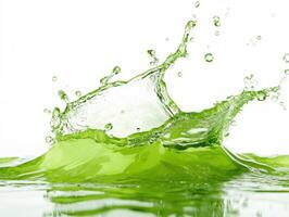 Water splash with green hue creates an artistic visual effect photo