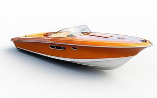 Classic wooden speedboat displayed in studio setting with sleek design photo