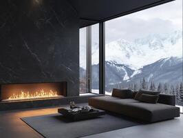 Cozy mountain retreat with modern design and panoramic views photo