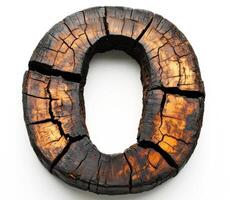 Rustic wood piece in unique oval shape displayed on white background photo