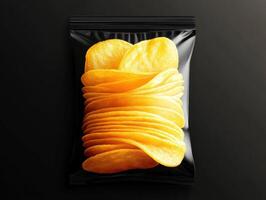 Snack food in a clear bag on a black background photo