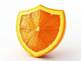 Creative fruit design resembling a shield made of orange photo