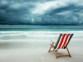 Relaxing at the beach with ominous clouds gathering overhead photo