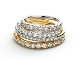 Elegant diamond rings in gold and silver design display photo
