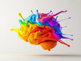 Creative splash of colors representing brain activity and imagination photo