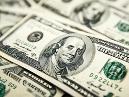 Close-up view of American currency with detailed features photo