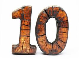 Weathered wooden number ten with rustic textures and details photo