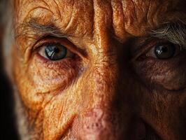 Elderly man's expressive eyes reveal a lifetime of experiences photo