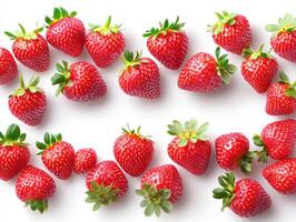 Fresh and vibrant strawberries arranged on a white background photo