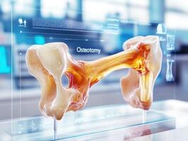 Detailed 3D model of an osteotomy procedure displayed in a medical lab environment during daylight hours photo
