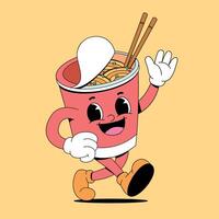 A cartoon character holding chopsticks and running vector