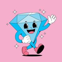 A cartoon character of a diamond running vector