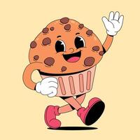 A cartoon character of a cupcake running vector