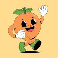 An orange character running with his hands up vector