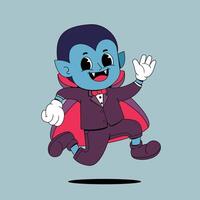 A cartoon vampire running with his arms out vector