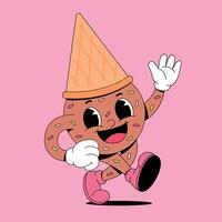 Ice cream donut running on pink background vector