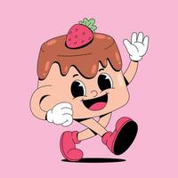 A cartoon character running with a strawberry on his head vector