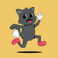 A cartoon cat running with its paws up vector