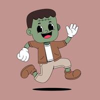 A cartoon zombie running with his hands up vector