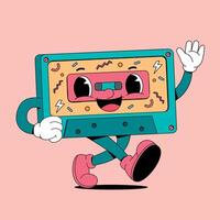 Cartoon character of a cassette player vector