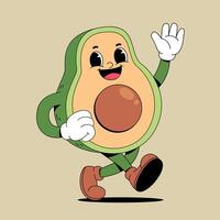 An avocado character running and waving vector