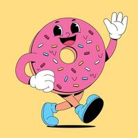 A cartoon donut character running with its arms outstretched vector