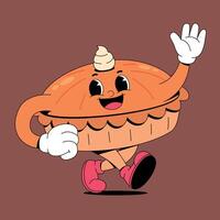 A cartoon character running with a pie in his hand vector