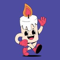 A cartoon candle running with a flame in its hand vector