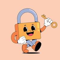 A cartoon character holding a key and running vector
