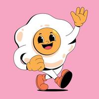 An egg character running on a pink background vector