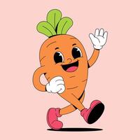 Cartoon carrot running on pink background vector
