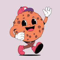 A cartoon cookie character running with a baseball cap on vector
